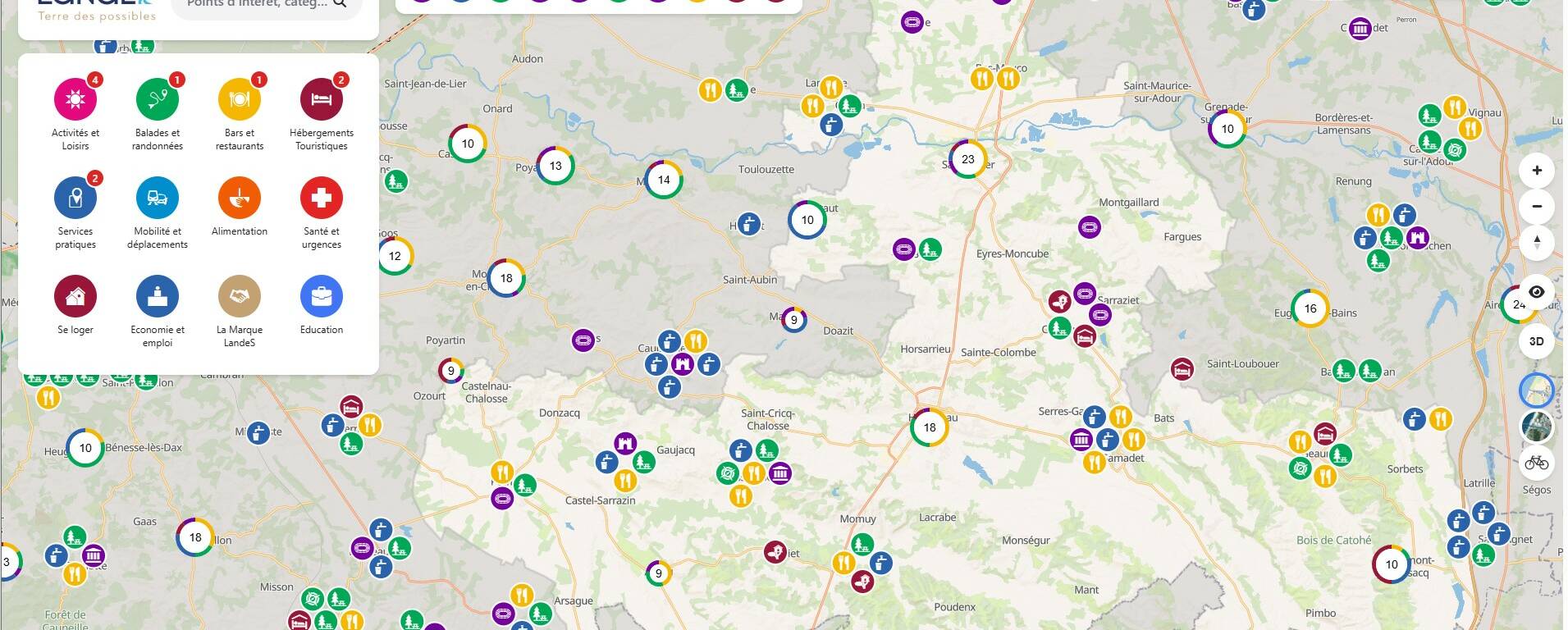 La carte z'interactive Landes Intérieures