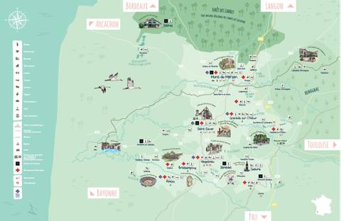 Carte Touristique Landes Interieures Landes Chalosse Tourisme Carte Touristique Landes Interieures Landes Chalosse Tourisme