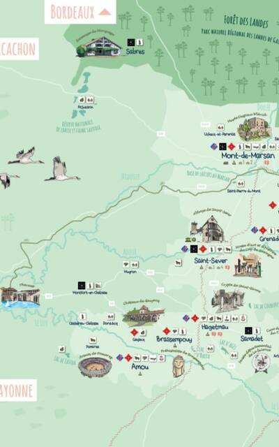 Carte touristique Landes Intérieures 2020