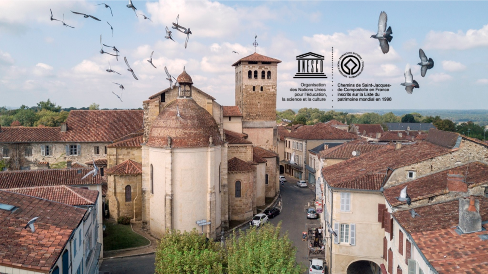 Abbatiale de Saint-Sever vue de ciel classée patrimoine Mondial de l'UNESCO